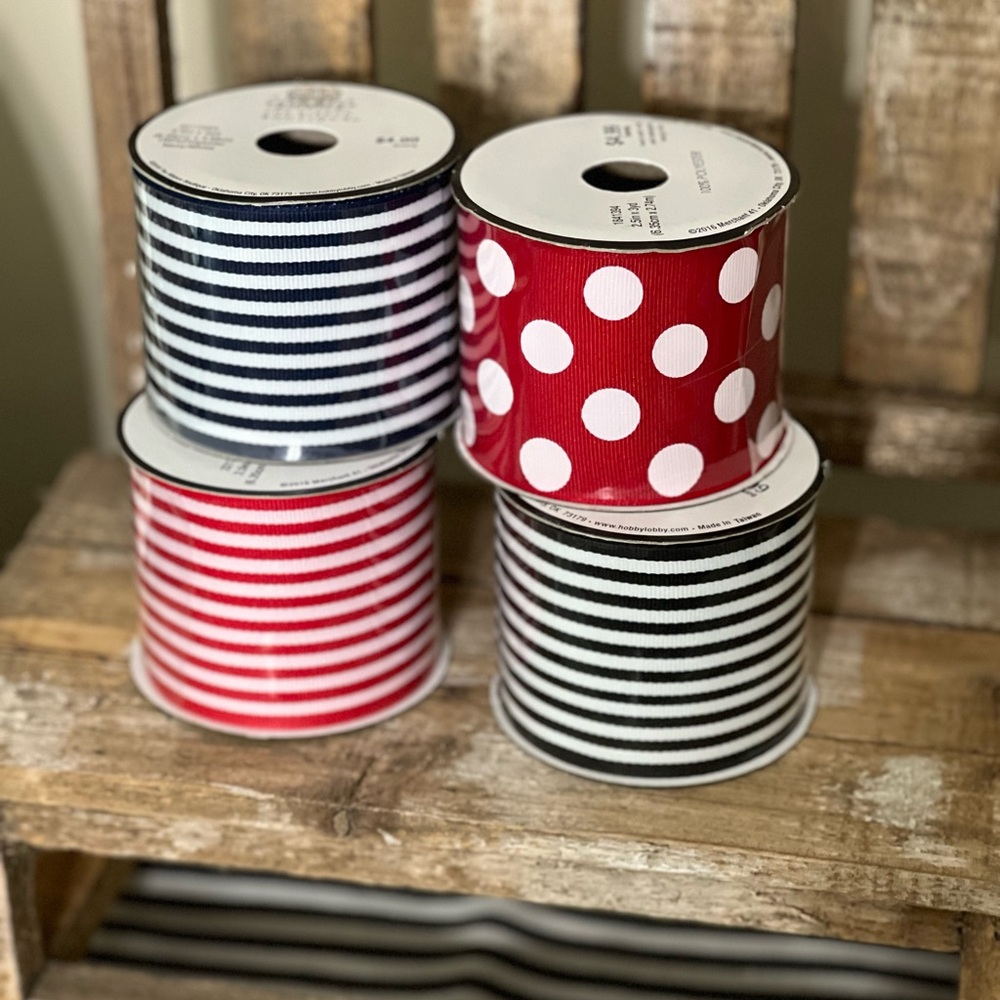 2 1/2 inch Wireless Striped and Polka Dot Ribbon Set